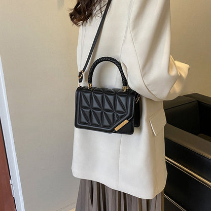 Professional title: "2023 Plaid PU Leather Shoulder Bag for Women, Designer Crossbody Handbag in New Fashion"